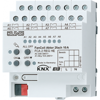 Актуатор JUNG KNX для фанкойлов 2 группы 4 модуля монтаж на DIN-рейку