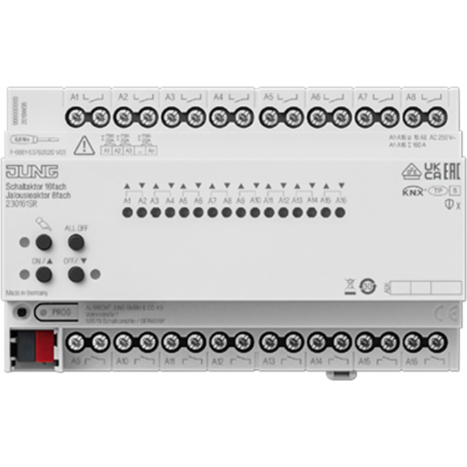 Актуатор коммутирующий JUNG KNX 16 каналов света 8 каналов жалюзи 230161SR