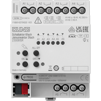 Актуатор коммутирующий JUNG KNX 6 каналов света 3 канала жалюзи