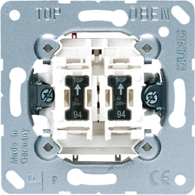 Механизм JUNG выключателя 2-клавишного с подсветкой скрытый монтаж 505U5