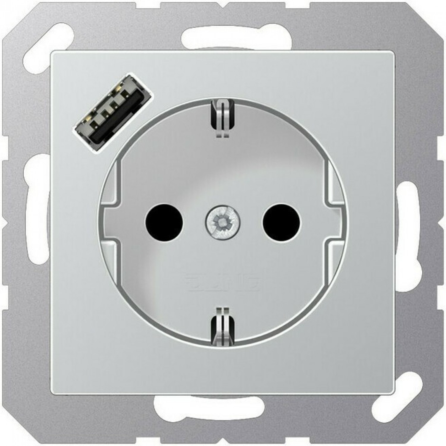 Розетка JUNG A 500 2К+З 16А 250В с USB Typ A (алюминий) A1520-18AAL ...