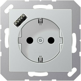 Розетка JUNG A 500 2К+З 16А 250В с USB Typ A (алюминий)