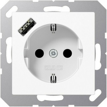 Розетка JUNG A 500 2К+З 16А 250В с USB Typ A (белый)