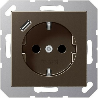 Розетка JUNG A 500 2К+З 16А 250В с USB Typ С (мокко)