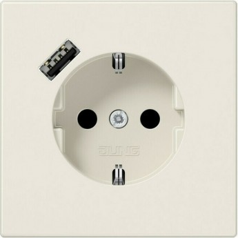 Розетка JUNG LS 990 2К+З 16А 250В с USB Typ A (слоновая кость)