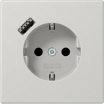 Розетка JUNG LS 990 2К+З 16А 250В с USB Typ A (светло-серый)