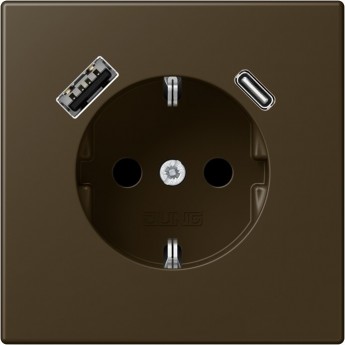 Розетка JUNG LS 990 2К+З 16А 250В с USB Typ AC (античная латунь)
