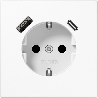Розетка JUNG LS 990 2К+З 16А 250В с USB Typ AC (белый)
