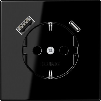 Розетка JUNG LS 990 2К+З 16А 250В с USB Typ AC (черный)