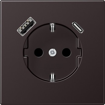 Розетка JUNG LS 990 2К+З 16А 250В с USB Typ AC (темный алюминий)