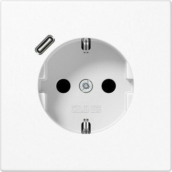 Розетка JUNG LS 990 2К+З 16А 250В с USB Typ С (белый)
