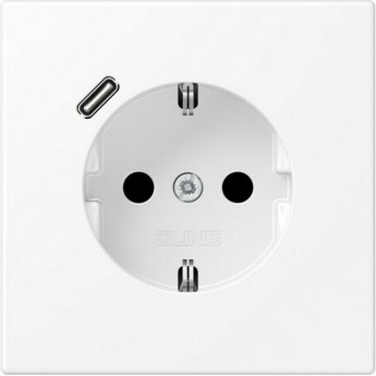 Розетка JUNG LS 990 2К+З 16А 250В с USB Typ С (белый матовый)