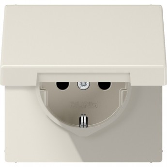 Розетка JUNG LS 990 cо шторками и с крышкой на пружине (бежевый)
