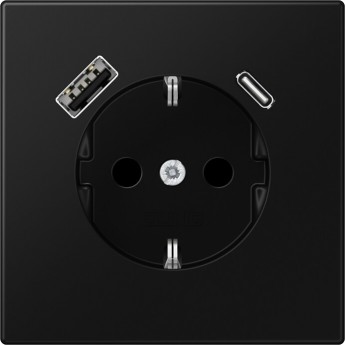 Розетка JUNG LS 9902К+З 16А 250В~ матовый черный