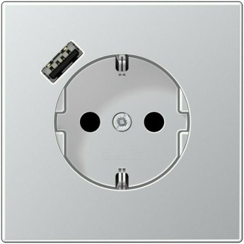 Розетка JUNG LS METAL 2К+З 16А 250В с USB Typ A (алюминий)