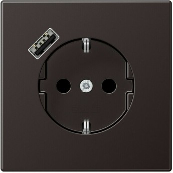 Розетка JUNG LS METAL 2К+З 16А 250В с USB Typ A (алюминий темный)