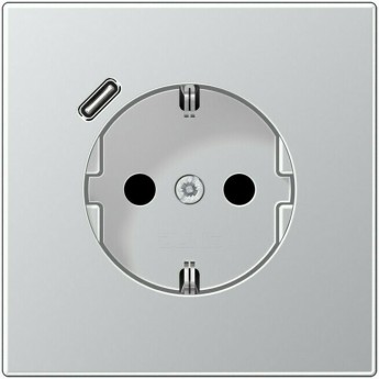 Розетка JUNG LS METAL 2К+З 16А 250В с USB Typ C (алюминий)