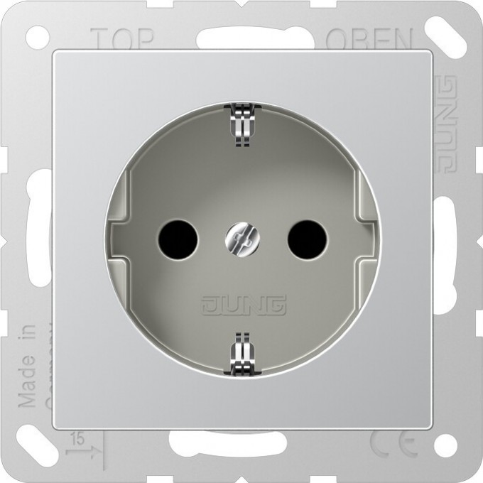 Розетка с заземлением JUNG A 500 2К+З 16А 250В алюминий A521AL