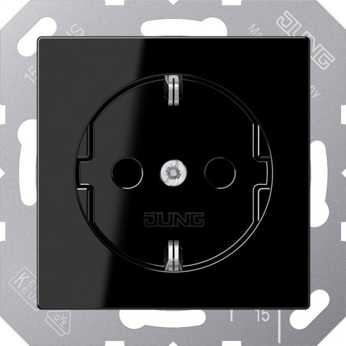Розетка с заземлением JUNG А 500 2К+З 16А 250В черный A1520SW